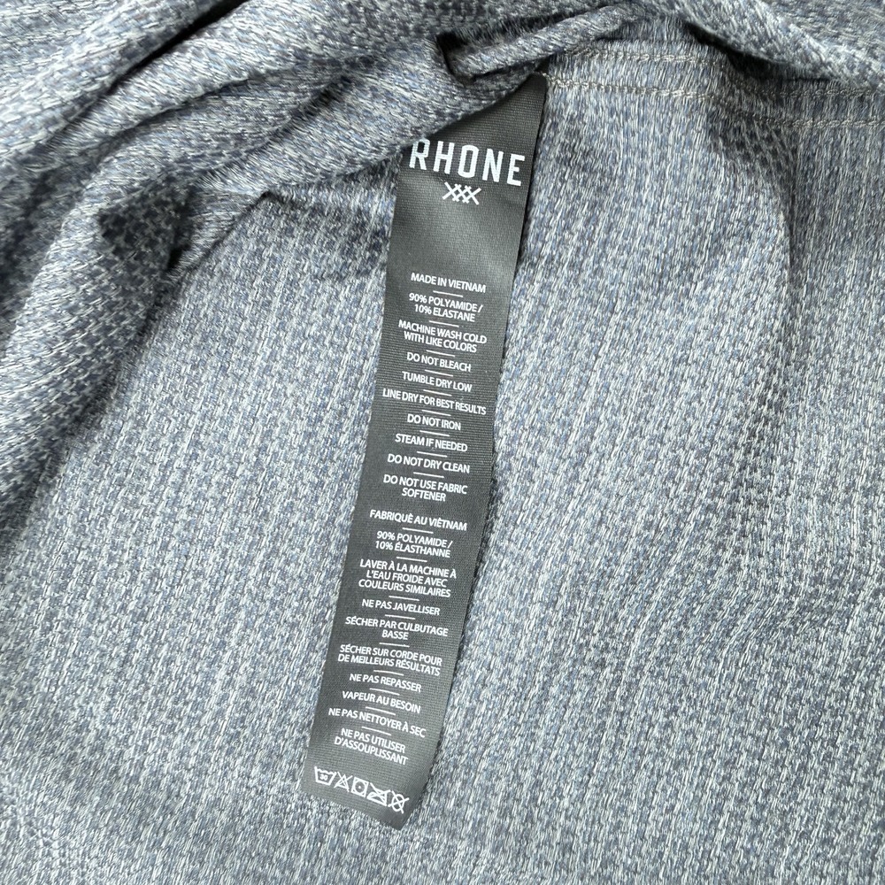 Rhone Commuter Large Shirt Slim Fit Italian Fabric Marine Gray Houndstooth NWT - Picture 5 of 9